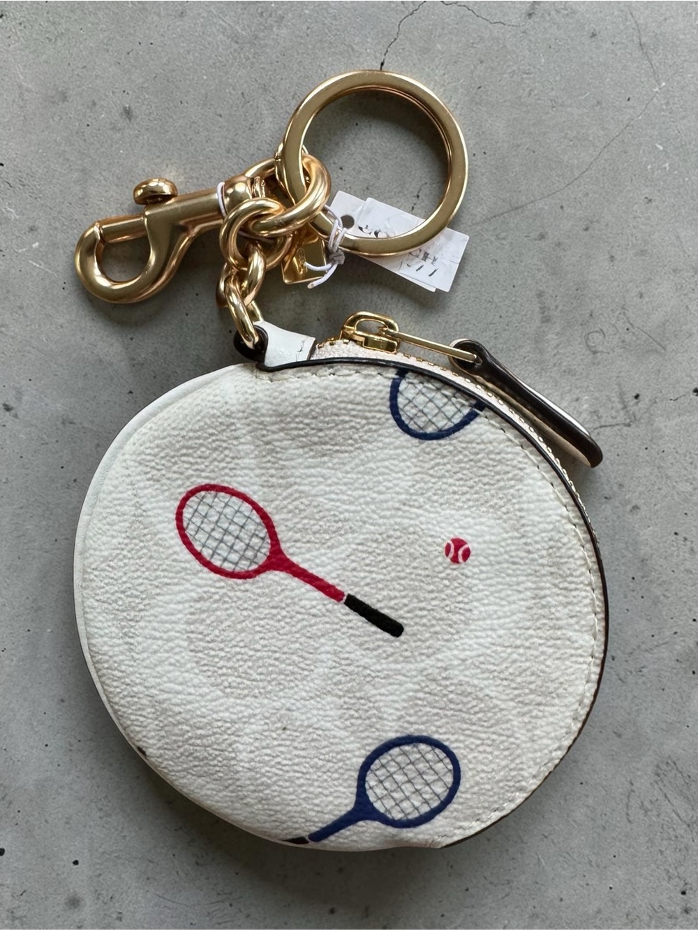 NWT Coach Coin Pouch In Signature Coated Canvas With Racquet (tennis) Print - Picture 2 of 5